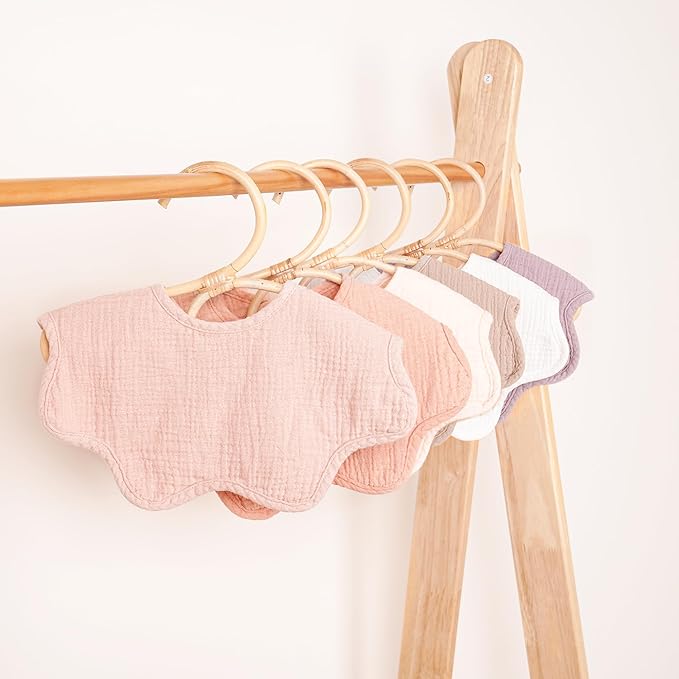 Konssy Muslin Baby Bibs 100% Cotton Absorbent Bandana Drool Bibs for Teething and Drooling, 6-Pack for Baby Boys & Girls