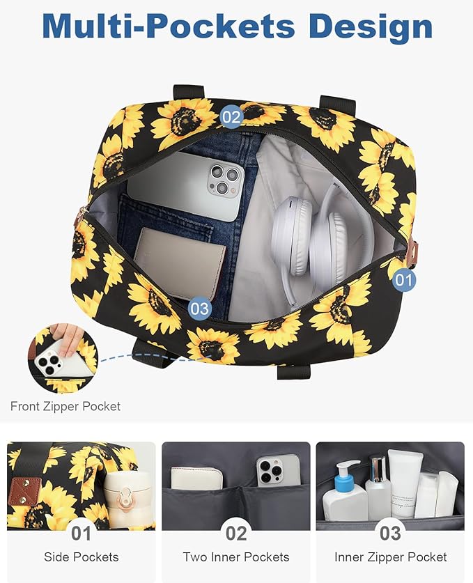 Travel Duffle Bag, Waterproof Weekender Overnight Hospital Bags for Women Men with Toiletry Bag Lightweight Carry on Personal Item Duffle Gym Bag for Travel, Airplanes, Sports