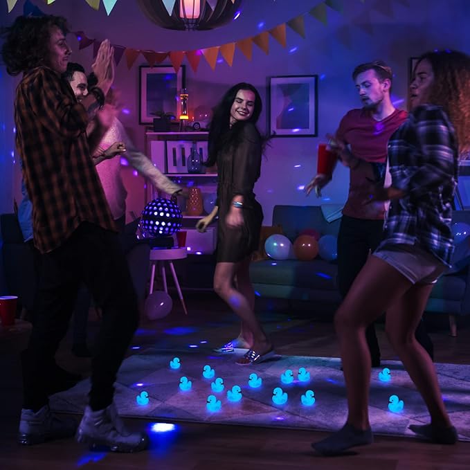 Tradder 50 Pcs 2 Inch Glow in The Dark Rubber Ducks Bulk Summer Rubber Float Ducks Light for Pool Bath Bathtub Baby Shower Autumn Halloween Christmas Party Favors Gift(Blue)