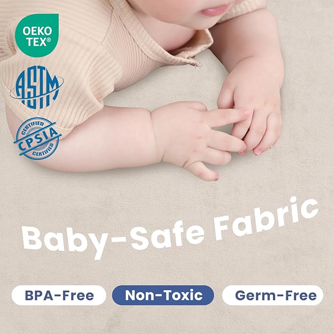 Baby Play Mat for Floor,1.3" Thick Memory Foam Tummy Time Mat,Soft Coral Velvet Nursery Rug,Extra Large Non Slip for Crawling,Toddlers,Infants,Kids,Tatami Style for Living Room(Beige)