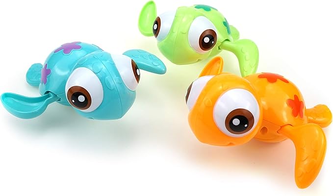 DUCKBOXX XX Wind-up Swimming Sea Turtles Bath Toy, No Battery Mold-Free Anti-Rust Interactive Montessori Toy for Kids 18M+ (3pcs)