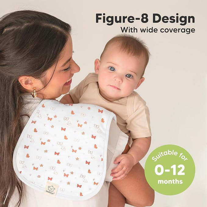 Organic Burp Cloths Baby Boy & Girl - 5-Pack Super Absorbent Cotton Burping Cloths for Babies, Soft & Plush Newborn Spit Up Rags, Infant Towels for Milk Spit Up, Unisex, Large 21" x 10" (Butterflies)