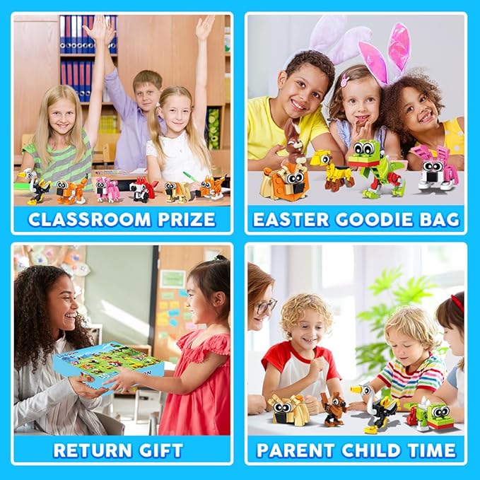 30 Pack Party Favors for Kids, 750 PCS Animals Building Block Toy for Goodie Bag Stuffers, Classroom Student Prizes Easter Gift Children's Day Birthday for Kids Boys Girls Ages 6-12+