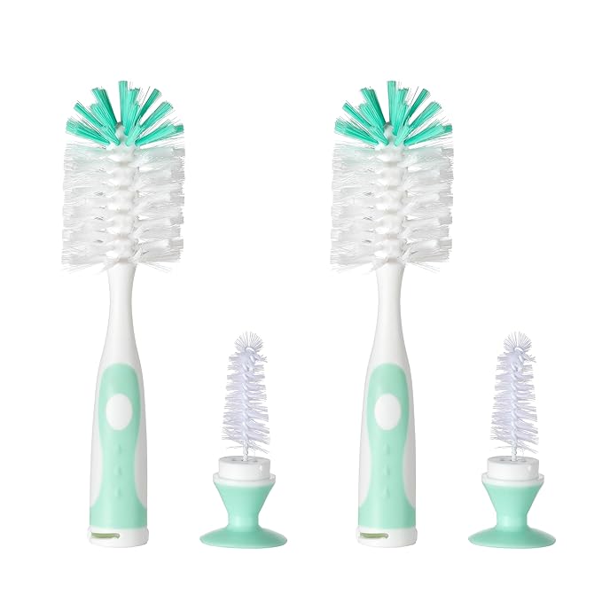 Chemimoso Multifunctional Cleaning Brush, Baby Bottle Brush, Bottle Brush Cleaner, Rotate The Suction Cup to Obtain The Small Bristle Brushes, Set Z, Green, Nylon and Nylon Brush