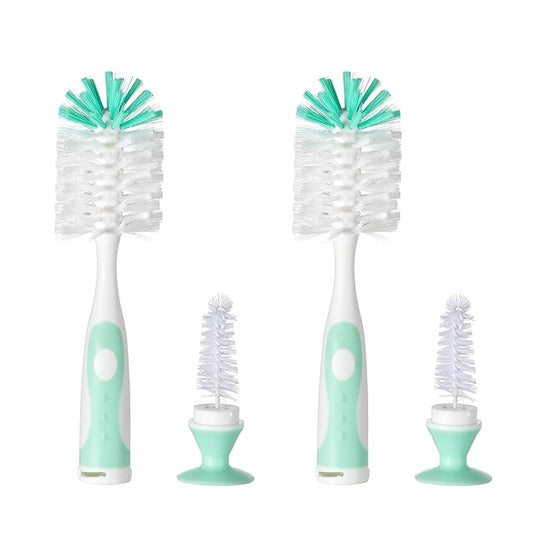 Chemimoso Multifunctional Cleaning Brush, Baby Bottle Brush, Bottle Brush Cleaner, Rotate The Suction Cup to Obtain The Small Bristle Brushes, Set Z, Green, Nylon and Nylon Brush