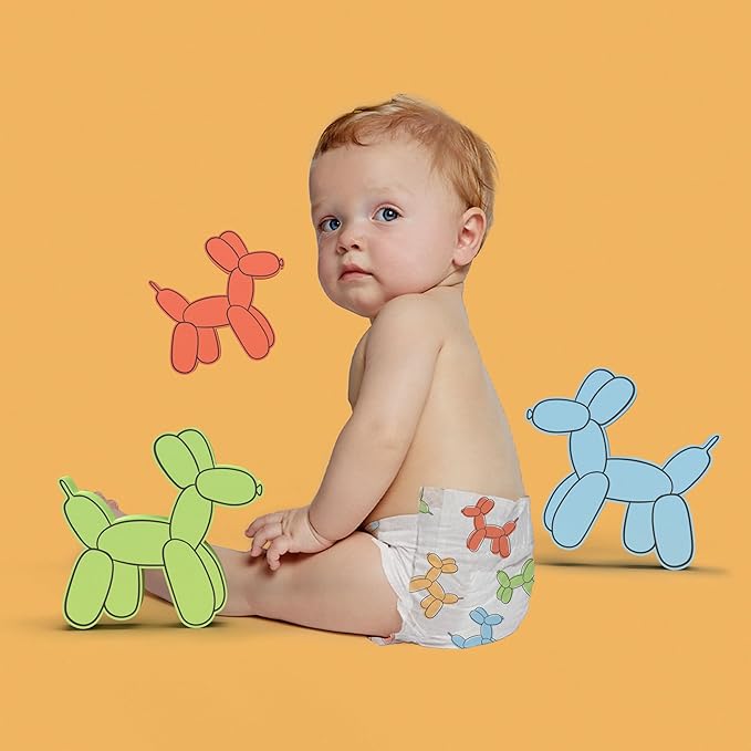 Hello Bello Premium Diapers Size 1, Balloon Buddies & Crosshatch Cuties Designs, 82ct Club Box