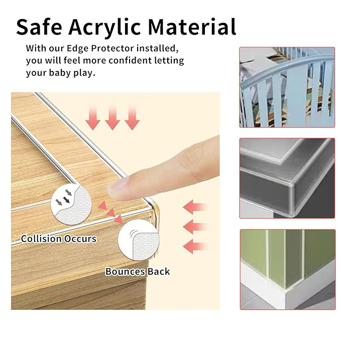 Edge Corner Protector Baby Proofing,Sharp Edge Wrap Cover Tape,Soft Clear Corner Guard & Fireplace Edge Safety Strip,Crib Rail Covers for Teething,Corner Protectors for Furniture,2 in x 9.84 FT