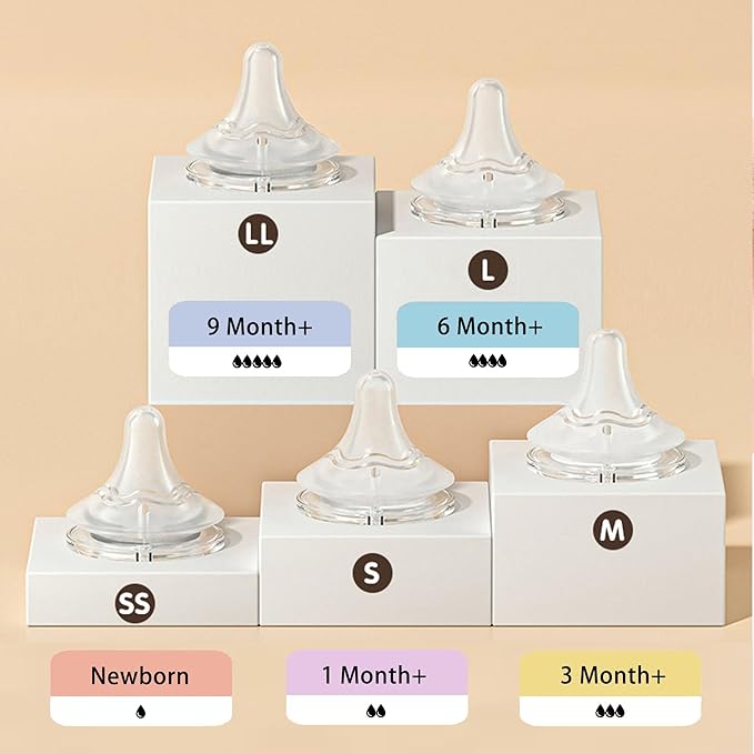 Natural Glass Baby Bottle Wide Neck, Anti-Colic Baby Bottle, Clear, 5.4oz(Pack of 2), Includes 2Pcs Natural Response Nipple(S), 1 Months+