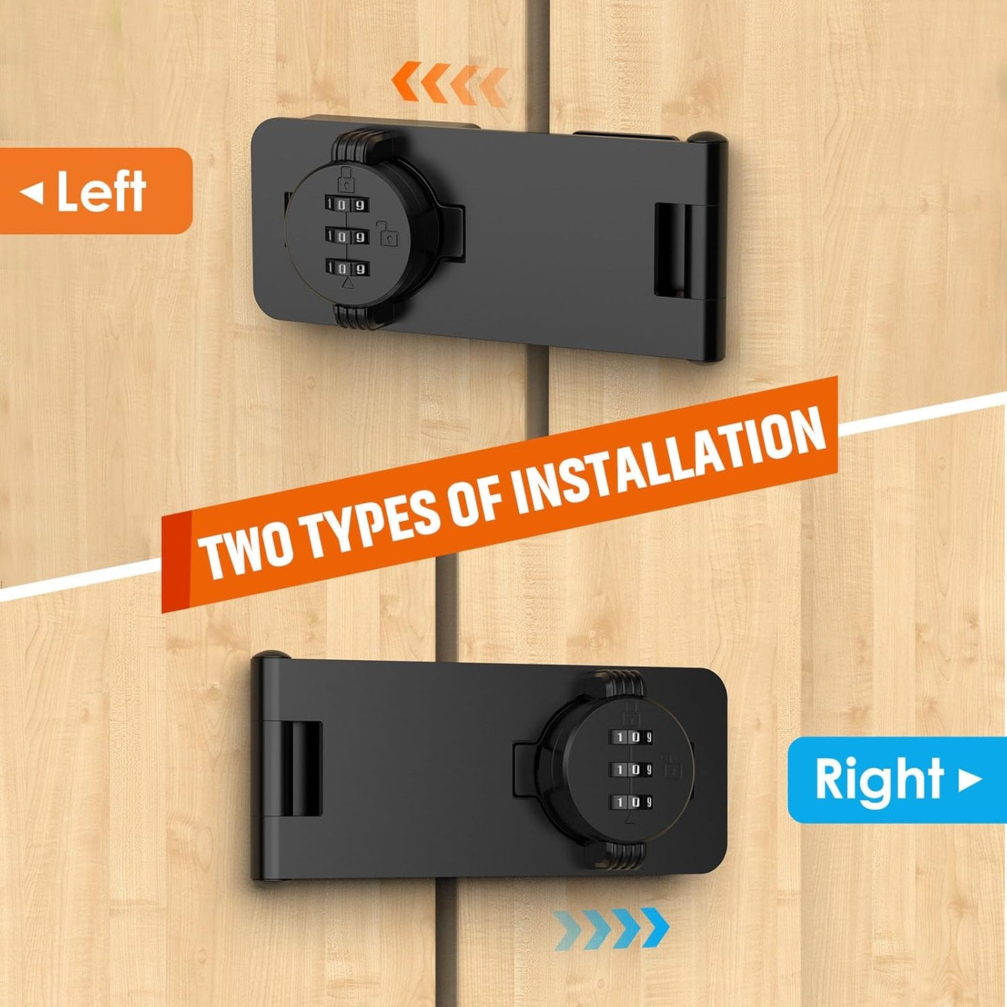 Keyless Cabinet Lock with Combination, Locker Code Lock with 3-Digit Combination, Security Door Lock for Drawers, Lockers, Bifold Doors, Small Doors, Closets, Refrigerators (Black-1pc)