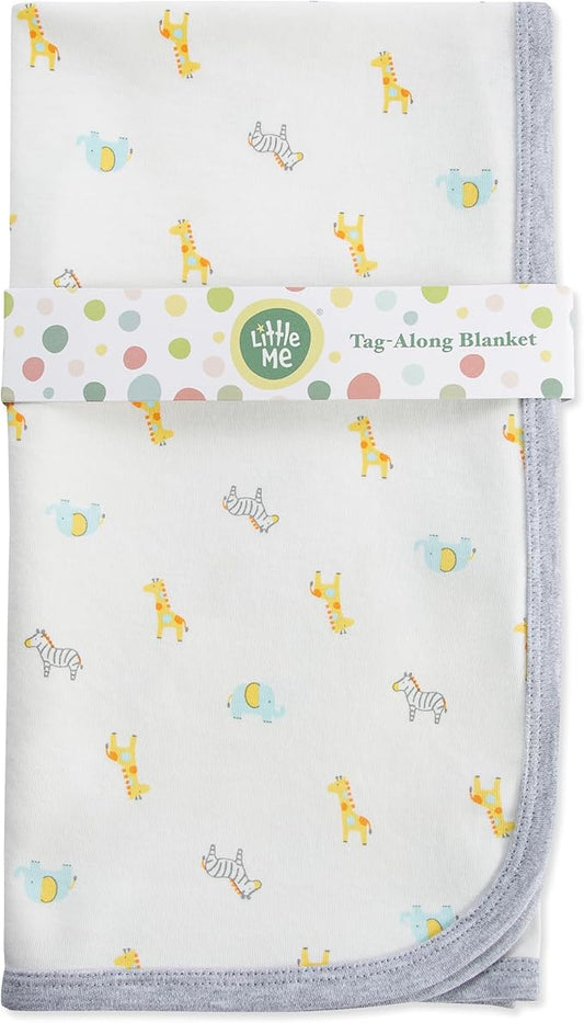 Little Me Blankets for Baby Gender Neutral Swaddling Receiving Blanket, Ivory Safari, 30 x 27 Inches