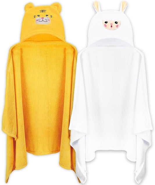 2 Pack Hooded Towel, 27.5 x 55 inch Absorbent Bath Towel for Babies, Soft Toddler Bath Towel, Thick Toddler Towels with Hood for Girls Boys,Yellow and White
