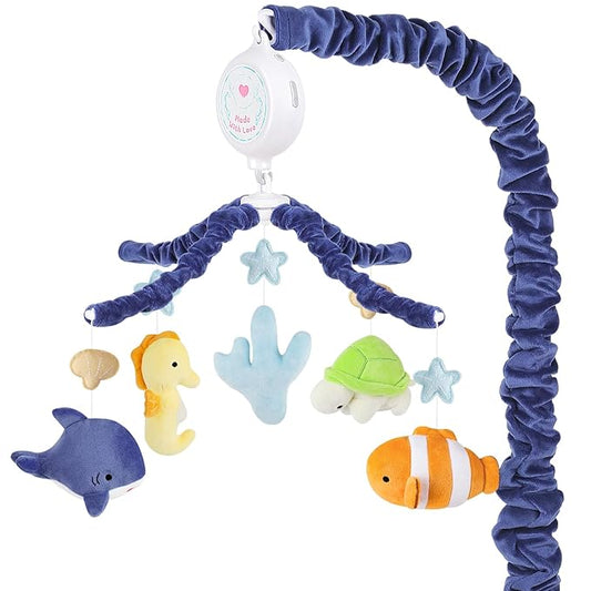 Ocean Crib Mobile - Musical Baby Mobile for Crib with 12 Lullabies for Boys & Girls, Sea Animals Baby Crib Mobile, Nursery Mobiles, Fits Standard Cribs