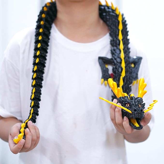 47.5inch Large 3D Printed Dragon,Flexible Joint Animal lacertid Figurines, Home Office Decor,Fidget Toy for Adults Teens Boy Festival Gifts,Easter Basket Stuffers,Executive Desk Toy