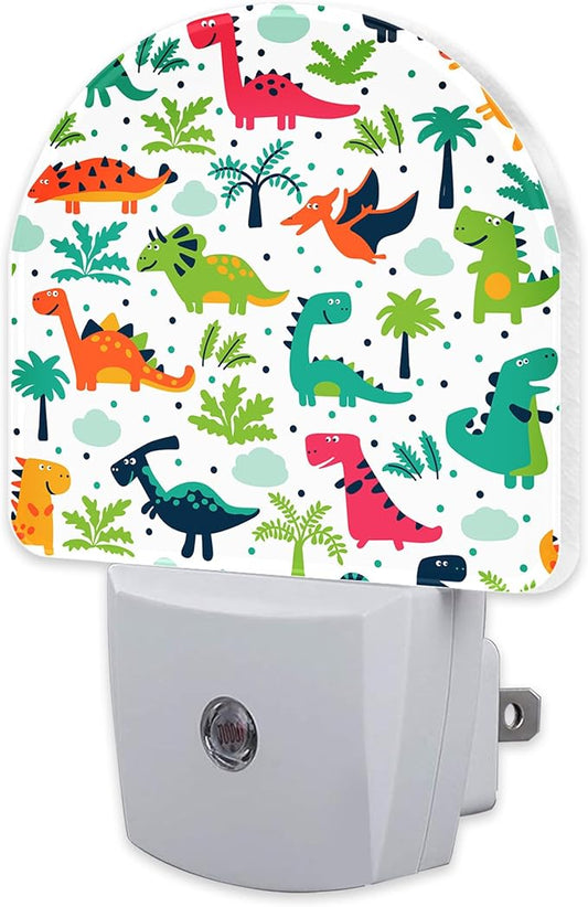 Cute Funny Dinosaurs Night Light for Kids, Childish Dinos Night Light Plug in with Dusk to Dawn Sensor, 0.5w Energy Saving Sleep Friendly Nightlight for Hallway Stairway Kitchen Bedroom