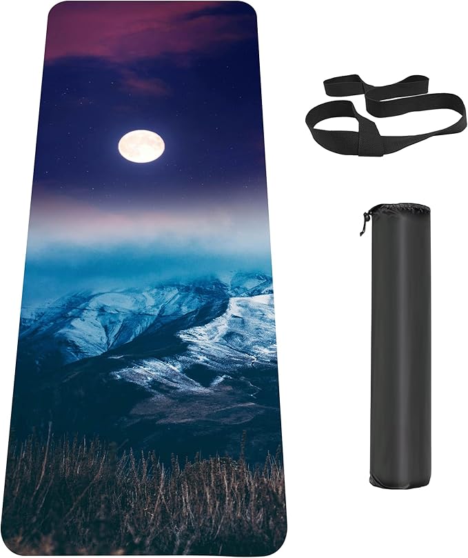 Non Slip Yoga Mat TPE Workout Mat for Men Women, Thick Workout Mat with Carrying Strap, Fitness Mats for Exercise, Yoga, Fitness, Pilates, Floor Workouts (72" x 24" x 6mm)