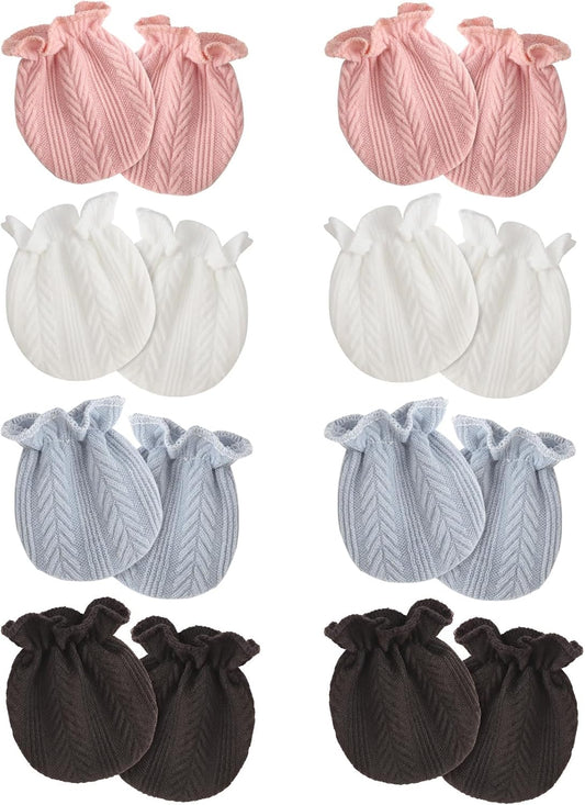 Newborn Baby Mittens No Scratch Cotton Elastic Wrist Gloves Infant Toddler Mittens for Baby Boy Girl 0-6 Months