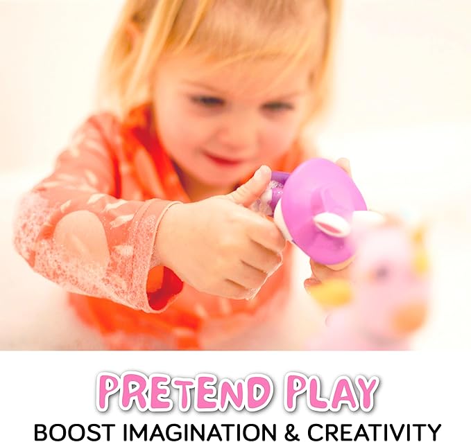 SplashEZ Girl Bath Toys | Mold Free Bath Toys for Kids & Toddlers with No Hole for Water | Unicorn Bunny Cat Set Ideal Size for Little Hands | Safe, Durable for Baby Girl Pool Tub Fun Ages 0 & Up