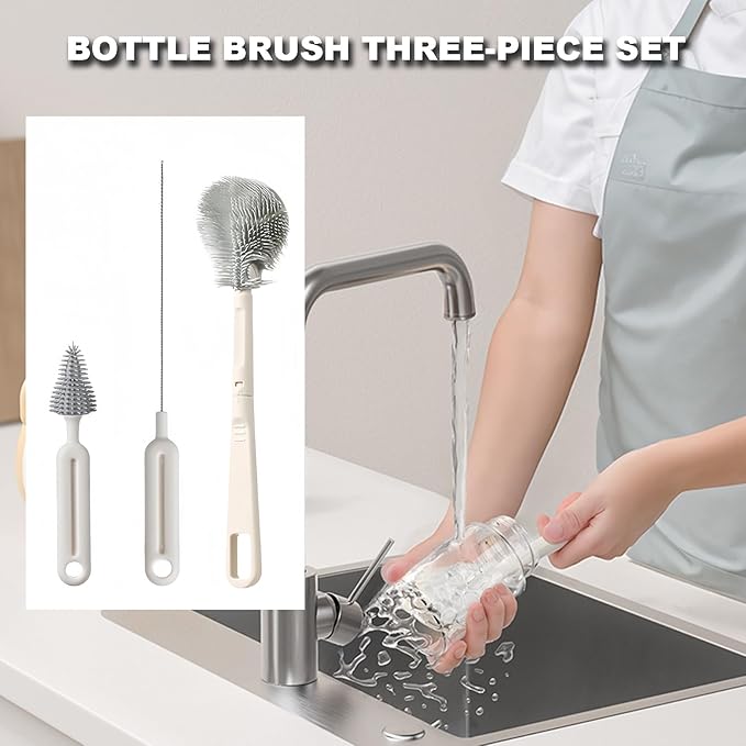 Bottle Brush Set Baby Bottle Cleaner Kit wtih Silicone Brush Nipples Brush Straw Brush Water Bottle Cleaning Tools for Breast Pumps Sippy Cup Glassware