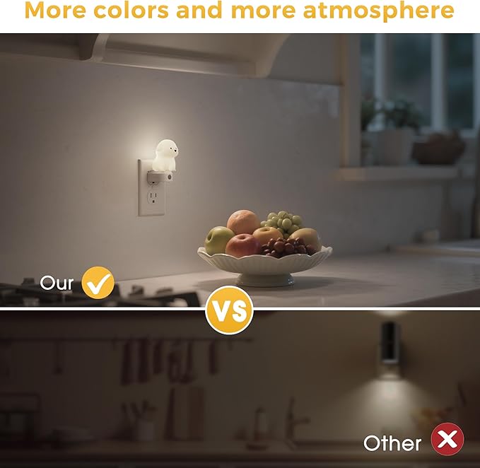 L LOHAS LED Plug in Night Light for Kids,2-Pack 3D Cute Puppy Night Lights with Dusk to Dawn Sensor,1600K/2700K/5000K 3CCT Dog Night Light,Christmas Birthday Gift Nightlight for Kids,Room Decor