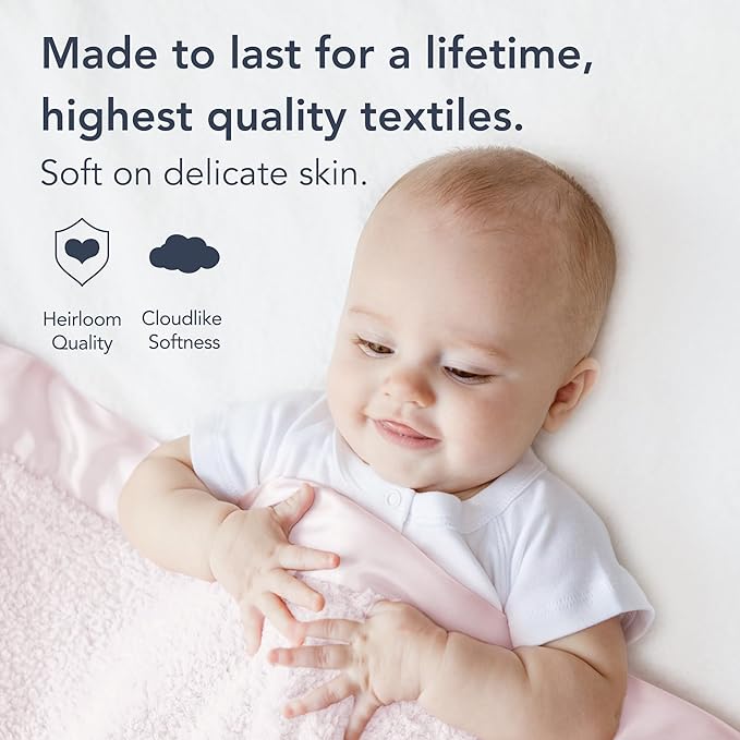 Little Giraffe Baby Blanket - Chenille Soft Blanket with Satin Trim - Baby Stroller Blanket - Newborn Baby Essentials & Gifts - 29" x 35" - Pink