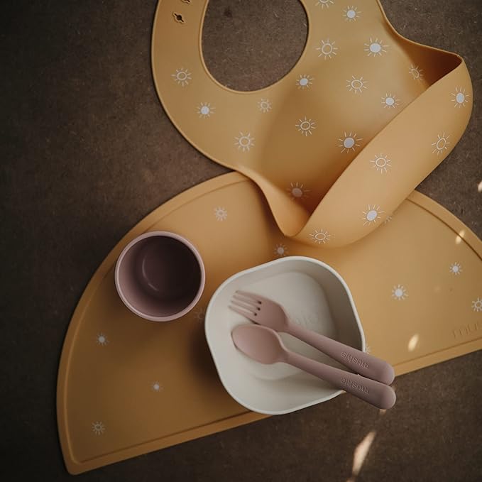mushie Silicone Placemat for Kids | BPA-Free Non-Slip Design (Sun Orange)