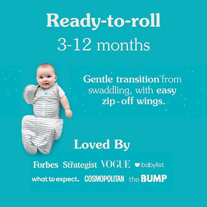 Love to Dream Swaddle UP Transition Bag, Patented Zip-Off Wings, Gently Help Baby Safely Transition from Being Swaddled to arms Free Before Rolling Over, Stripe Denim Blue, Large, 19-24 lbs
