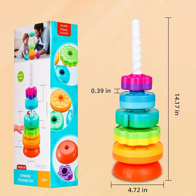 Spinning Stacking Toys for Babies 12+ Month Ring Stacker Stacking for Toddlers 1-3 Montessori Toys,Educational Learning Sensory Toy for Kids Easter Christmas Birthday Present for Baby