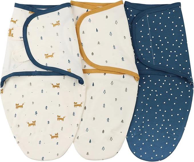 insular Baby Swaddle Wrap, Swaddle Blanket for Newborn and Infant, Adjustable Velcro Swaddling Set for Boy and Girl, Soft Cotton Baby Sleep Sack 3 Pack, Fox, Small(0-3M)