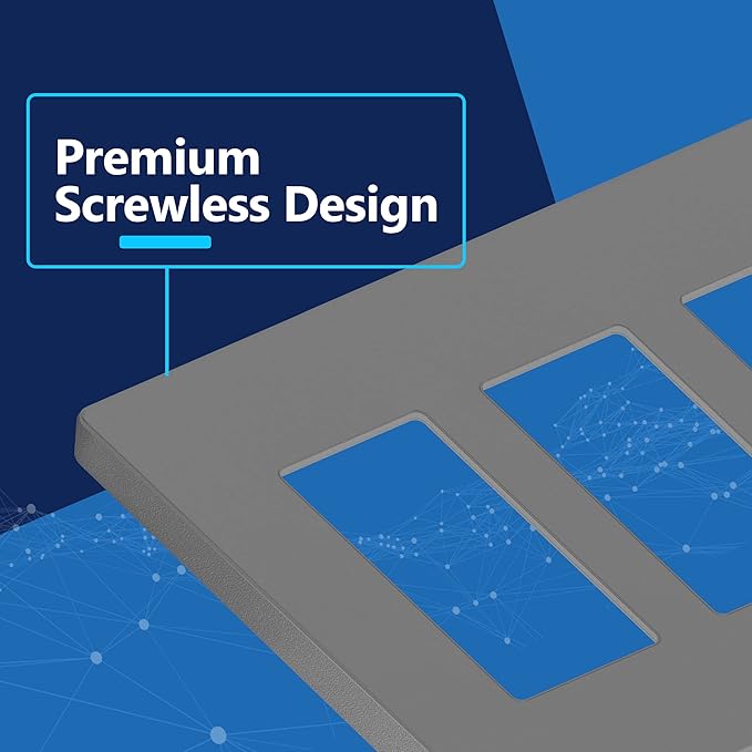 LIDER Matte Finish Decorator Switch Cover, Screwless Wall Plate, Mid-Size 3-Gang 4.88" x 6.77", Unbreakable Polycarbonate Thermoplastic, UL Listed, LSWP-33M-GY, Gray