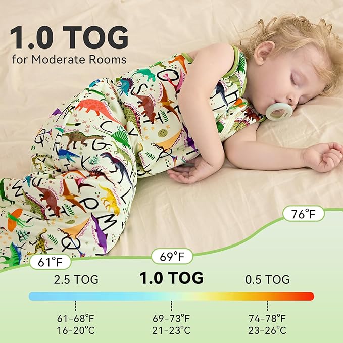 Bamboo Viscose Sleep Sack for Babies and Toddlers 1.0 Tog Wearable Blanket 2-Way Zipper Baby Shower Gifts