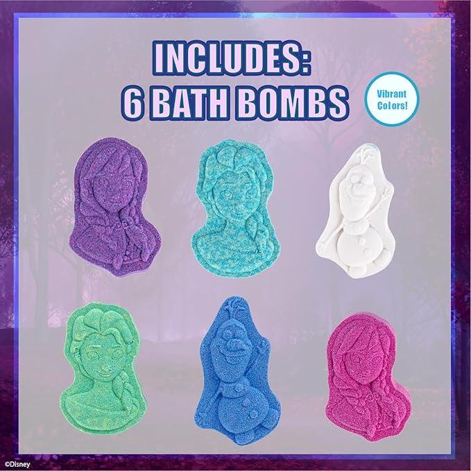Disney Frozen 6 Pack Berry Scented Bath Bombs - Ages 3+ Character Molded Bath Bombs – Fun & Bright Colors - Great Birthday Gifts, Stocking Stuffers, Slumber Parties, Spa Days & More by Townley Girl