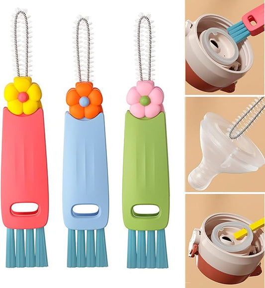3 in 1 Cup Lid Cleaning Brush, Multifunctional Insulation Bottle Cleaning Tool, Home Kitchen Cleaning Tool for Bottle Gap Tight Spaces Cup