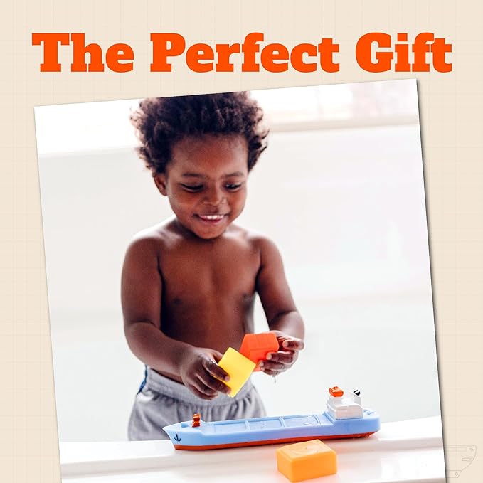 SplashEZ Bath Toy Boat for Kids & Toddlers | Mold Free Cargo Ship Toy for Bathtub Play with No Hole for Water | Ideal Size for Little Hands for Boys & Girls Ages 0 & Up