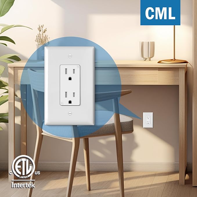 CML Oversized Decorator Wall Plate, 40 Pack Jumbo Electrical Outlet Receptacle Covers, 1-Gang Large White Switch Plates, Over-Size 3.5” x 5.5”, Impact Resistant, ETL Listed
