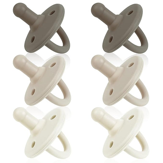 Sweet Child Pacifiers 0-18 Months, Set of 6 Ultra-Light Silicone Binkies with Collapsible Handle & 3 Air Holes for Added Safety, Best Newborn Pacifiers for Baby Boys Or Girls