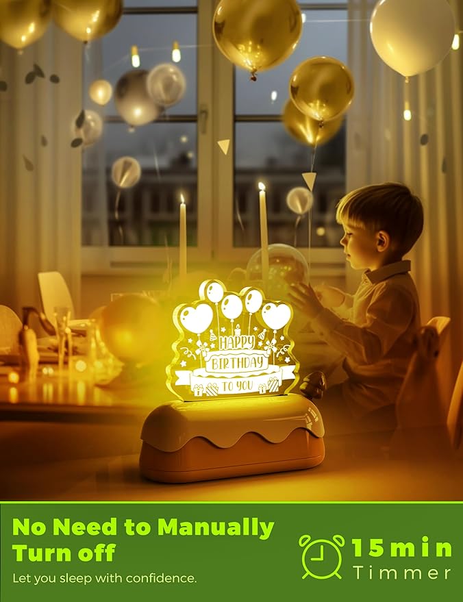 L LOHAS LED Birthday Night Lights for Kids, Kawaii Stuff Birthday Desk Lamp, Rechargeable Desk Decor for Bedroom, Besides, Dinning, Nursery Night Light for Kids, Boys, Girls, Gifts