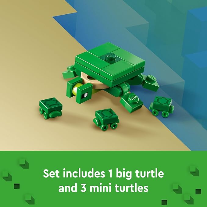 LEGO Minecraft The Turtle Beach House Construction Toy, Minecraft House Building Set with Turtle Figures, Accessories, and Characters from The Game, Gift for 8 Year Old Gamers, Boys and Girls, 21254