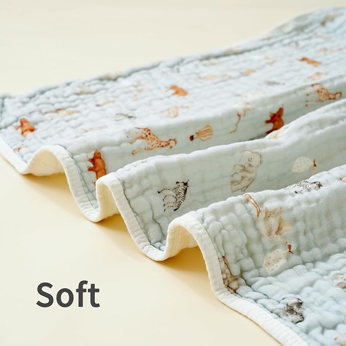 Muslin Hooded Baby Towels,2 Pack Baby Bath Towels,Large 31.5x31.5Inch,Hooded Towels for Baby and Infant,Soft&Absorbent(Elephants and Dinosaurs)