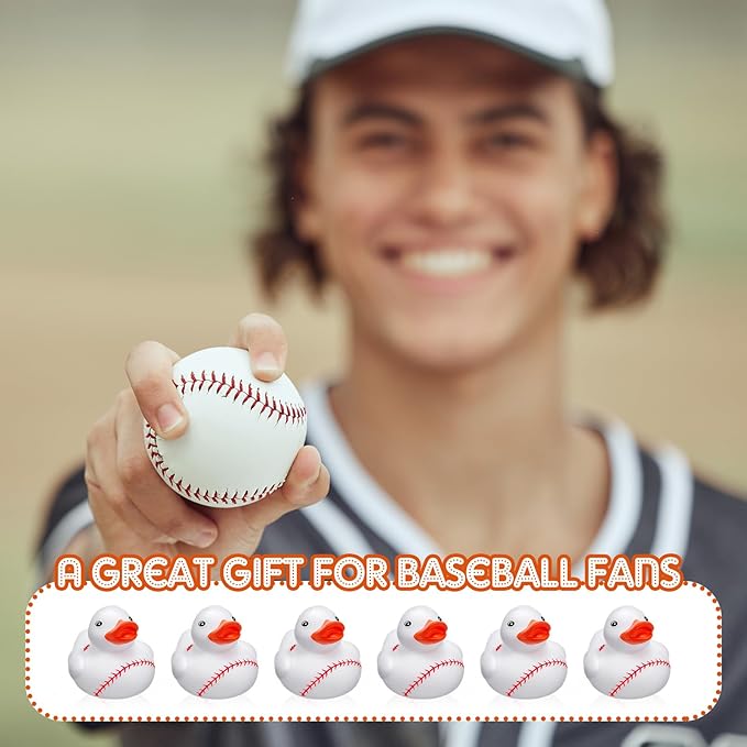 Deekin 50 Pcs Rubber Duck 2 Inch Bulk Sport Party Favors for Birthday Party Decorations Club Player Gift (Baseball)