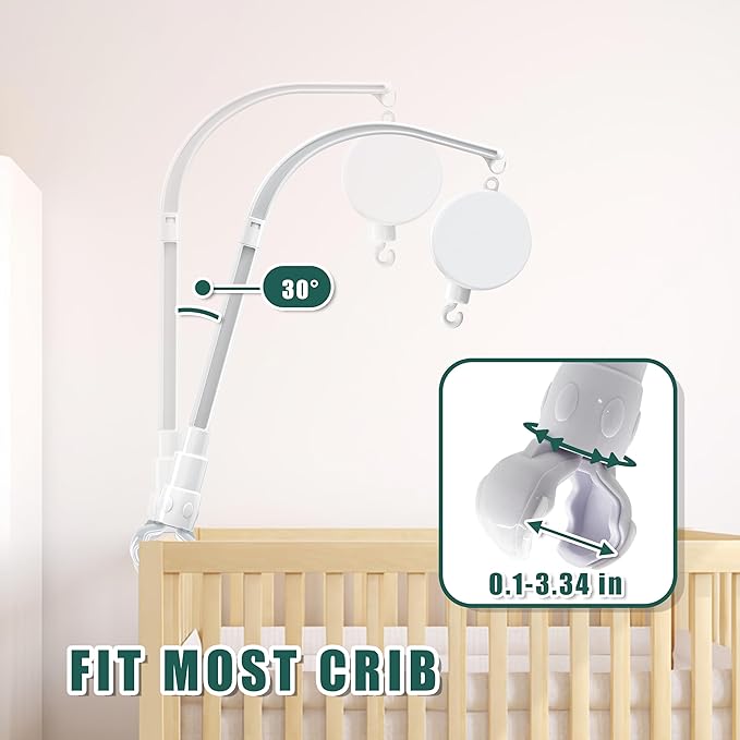 23 inches DIY Baby Crib Mobile Arm,Mobile arm for Crib,Nursery Mobile arm,Baby Mobile Hanger, The Claw Part Can be Adjusted Width，DIY Toy Decoration