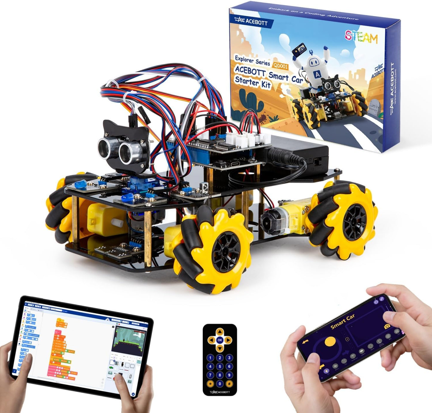 Robot Kit, Robotics for Kids Ages 8-12 12-16, STEM Toys for Boys with Remote & App Control, Arduino & Scratch Compatible, Science Kits for Kids Age 8-12 12-16, Gift for Boys & Girls(Yellow)