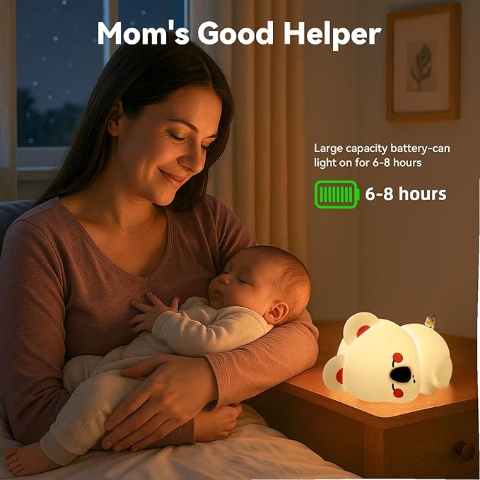 Koala Night Light for Nursery - 3 Color Changing Dimmable Baby Night Lamp, Rechargeable Touch Control with Timer, Soft Silicone Breastfeeding Nightlight for Kids, Infants, Toddlers