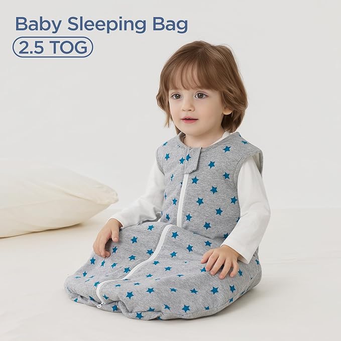 Duomiaomiao 2.5 TOG Baby Sleep Sack 100% Cotton Winter Baby Wearable Blanket, Warm Quilted Comfy Toddler Sleeping Sack