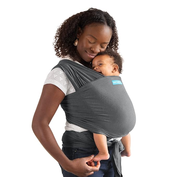 Moby Baby Wrap Carrier Element for Newborns to Toddlers (8-33lbs), Infant Sling Carrier, Ultra Lightweight & Hands Free Design, Adjustable for All Body Types (Asphalt)