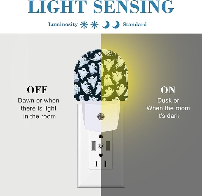 Night Light for Kids Girls Boys, Halloween Funny Ghost LED Night Light Plug into Wall with Dusk to Dawn Sensor for Room Decor, Hallway, Kitchen, Bathroom, Nursery, Stairs