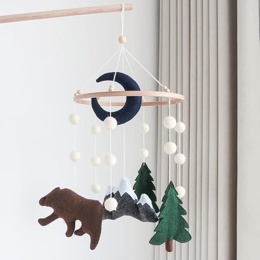 Woodland Mobile for Crib Bear Baby Mobile for Crib Woodland Crib Mobile for Boys Girls Forest Baby Nursery Mobile for Bassinet
