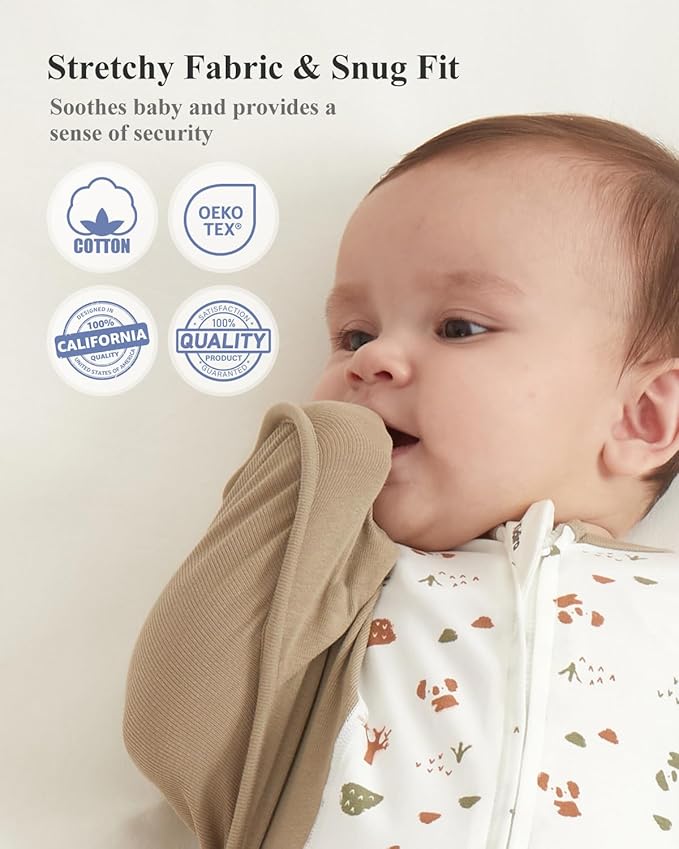 Swaddle for Newborns, Baby Swaddles 0-3 Months 5-13lb, Arms Up Swaddle 0-3 Months Newborn with Moisture-Wicking Fabric, Promotes Healthy Hip Development, 2-Way Zipper , 1Pack(Bear and the forest)