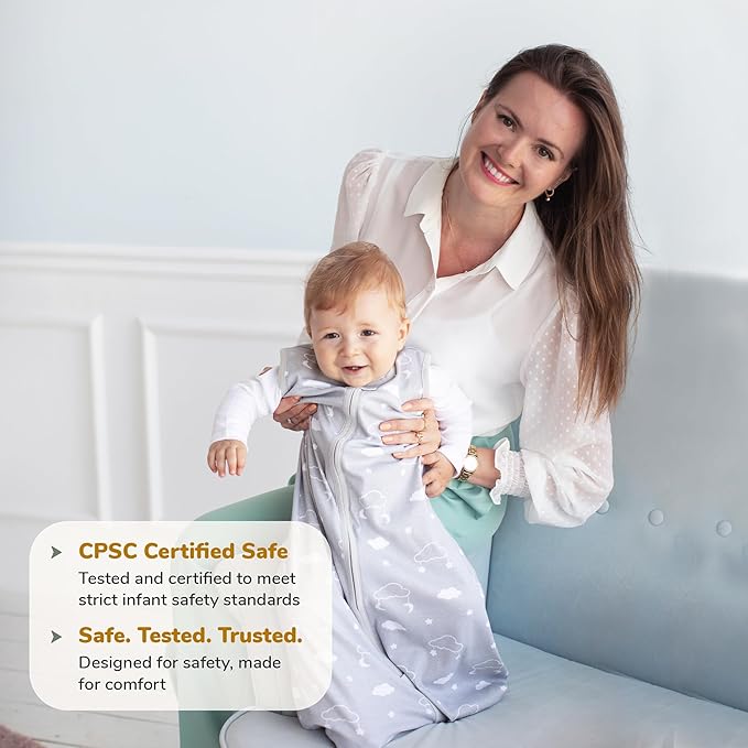 Baby Sleep Sack 1.0 TOG, Organic Cotton Baby Wearable Blanket with Two-Way Zipper, Swaddle Transition Baby Sleeping Bag, All-Season Sleep Sack for Newborn Infant Toddler Boy Girl, 0-6 Months, 1-Pack