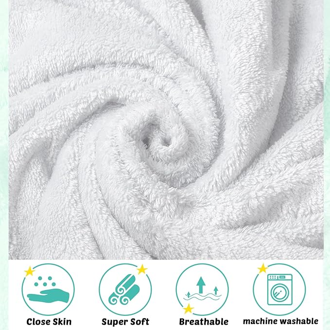 Chumia 6 Pack Baby Bath Towel Coral Fleece Soft Absorbent Newborn Hooded Towel for Kid 30 x 30 Inch Toddler Bath Blanket for Babies Infant Shower Gift(White, Green)