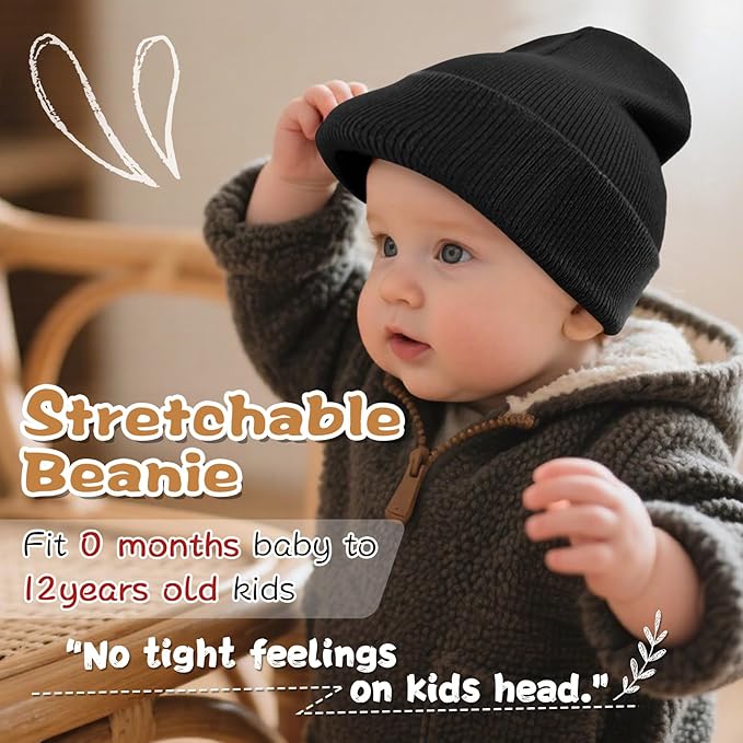 ZOORON Toddler Beanie Baby Beanies for Boys Girls Kids Winter Hats Children Knit Warm Caps 0-12years